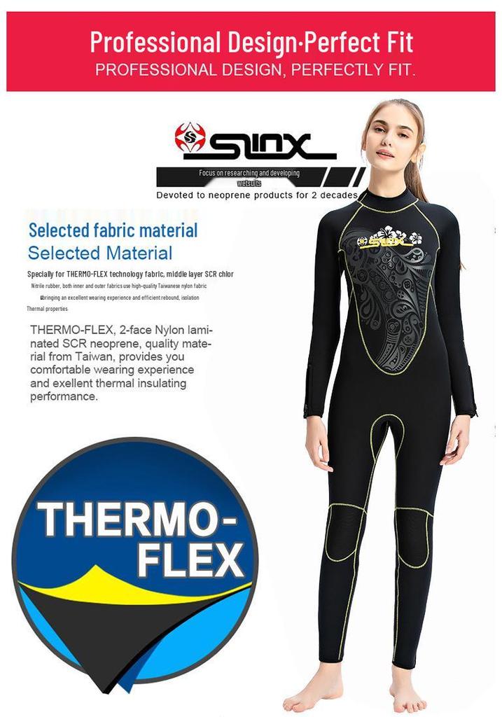 Women's 5mm Thickened Serelex SLINX Wetsuit with Zippered Pant Mouth and Fleece Lining