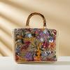 2026 Luxury Sequins Embroidery Large Tote Bags New Fashion Bamboo Handle Women Handags Lady Woven Straw Flower Summer Beach Bag