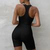 Women's Color High Waist Skinny Rib Racerback Tank Sports Yoga Jumpsuit