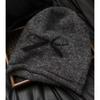 Bow Black Stack Hat Women's Autumn and Winter Warm Knitted Pullover Cold Hat Retro Big Head Circumference Showing Face Small Bag Head Hat