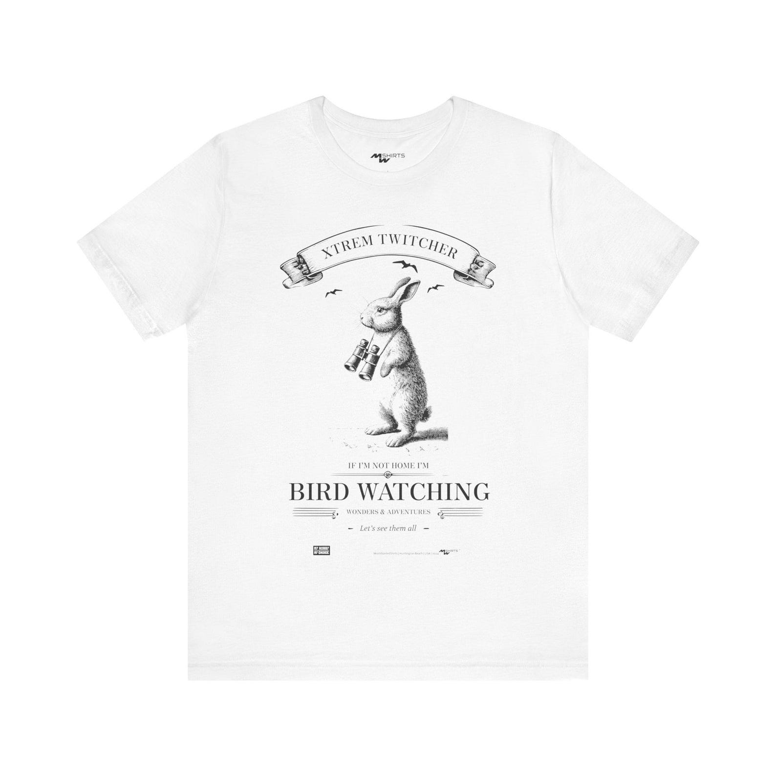 Vintage Birdwatching Bunny T-Shirt: Nature Lover Gift 3XL