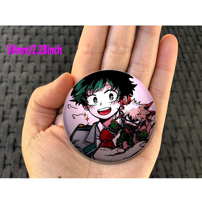 32/44/58mm Anime Figure Izuku Midoriya Round Brooch Clothing Lapel Pin Souvenir Soft Button Pins My Hero Academia Badge