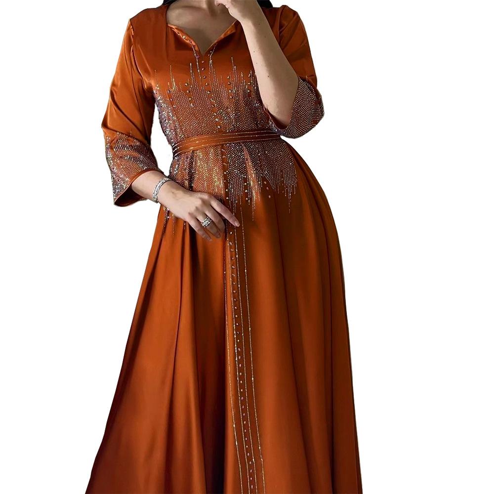 Matte Fabric Formal Dress with Rhinestone Embellishments