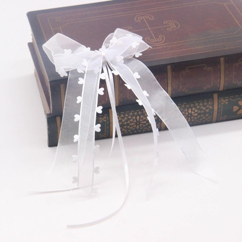 10PCS New Polyester Lace Lace Bow Double Layered White Wedding Bouquet Handmade Flower Ribbon Bows DIY Accessories