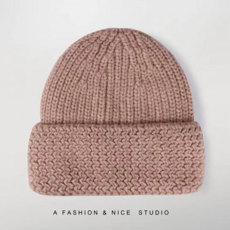 

Котелок мужской вязаная шапка женская осень и зима шапка землевладельца от холода мужская зимняя шерстяная шапка модный бренд хип-хоп M（56-58cm）