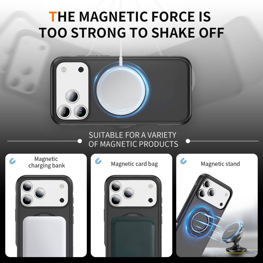 Compatible with Magnetic for iPhone 17/Air/16/15/14/13/12 Pro Max 11 Case, with 360° Rotatable Kickstand Drop Protective Bumper
