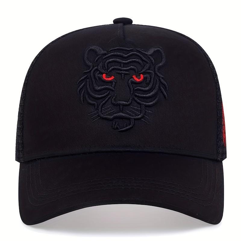 Unisex Tiger Head Embroidery Baseball Net Caps Spring and Autumn Outdoor Adjustable Casual Hats Sunscreen Hat Sports Golf Cap