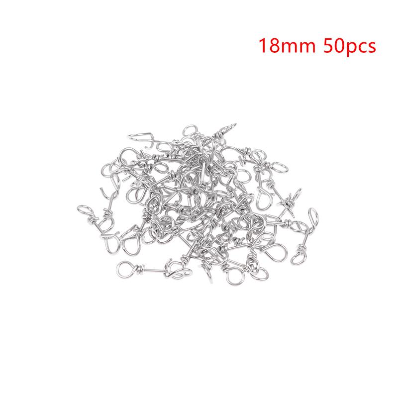 50Pcs Strengthen Stainless Steel Quick Lock Snap Spring Clamp Buckle Lure Drop Rigs Safety Connector Bait Hook For Fishing