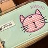 1 Piece Large Capacity Pen Bag Kawaii Kitten Pencil Case Double Layer For Students Pouch Holder Box Office Stationery Supplies