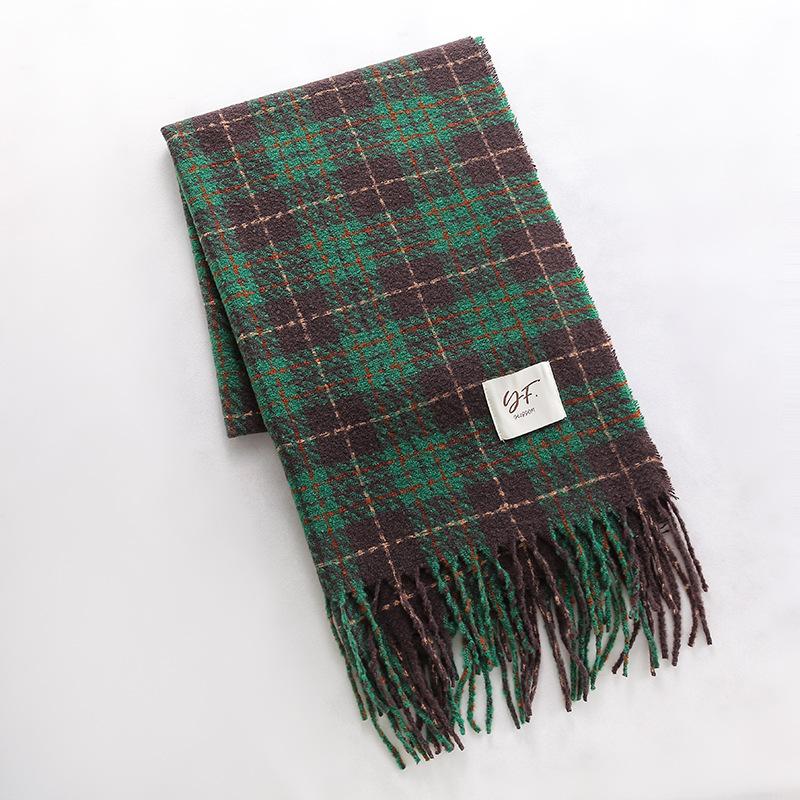 Christmas Red Scarf Women's Winter Plaid Imitation Cashmere Ins Versatile Premium Shawl Student New Year's Gift