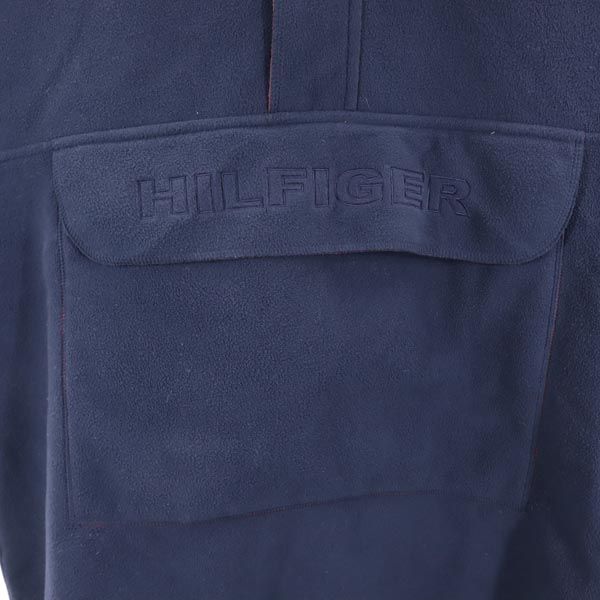 Tommy Hilfiger 90s Old Logo Embroidery Fleece Jacket L Navy Pullover Men's Used