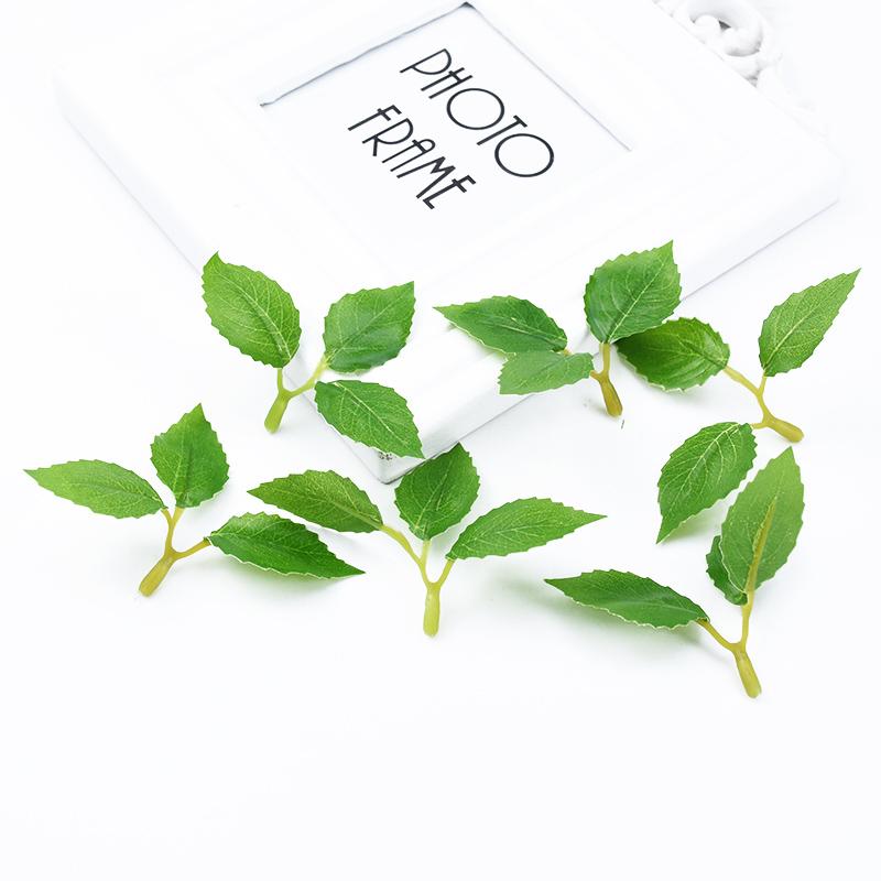 40pcs Plastic Roses Leaves Wholesale Christmas Decorative Flowers Wreaths Home Decor Wedding Gifts Candy Box Artificial Plants