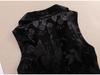 Women's Retro Gold Velvet Frog Button Vest - Black Sleeveless Waistcoat, Spring 2024