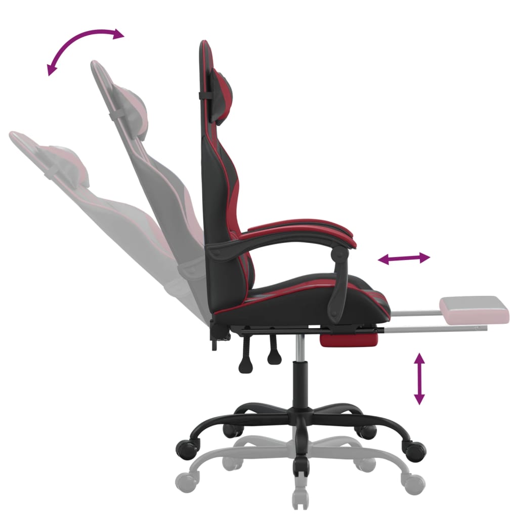 Gaming Chair with Footrest Swivel Black & Burgundy Artificial Leather