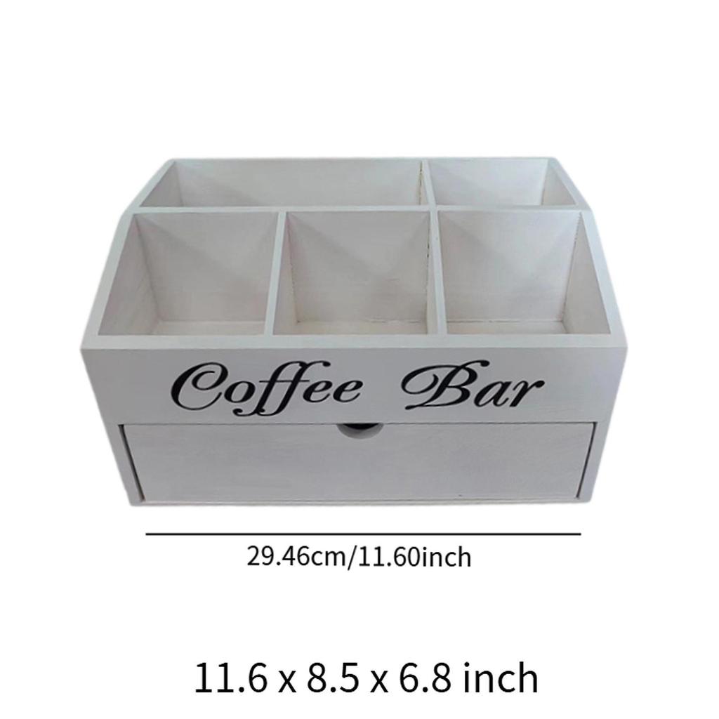 Dřevěný organizér na kávu, držák na cukr, držák na kávové kapsle pro toaletní stolek, pracovní desku, koupelnu, kuchyň, pro milovníky kávy