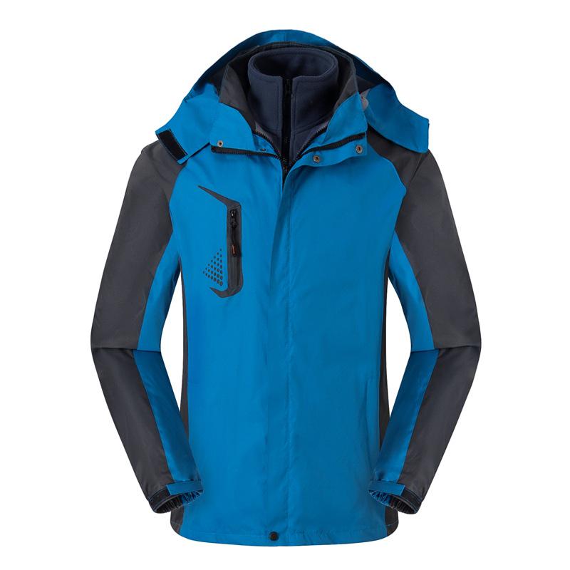 Spring, Autumn and Winter Men's Three-in-one Two-piece Jacket Outdoor Sports Detachable Hooded Trendy Padded Clothes