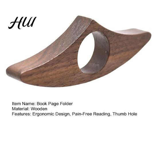 Wood Book Stand Wooden Page Holder Ergonomic Thumb Ring Portable Finger Pain Relief For Readers Lightweight Folder Reading Comfort Accessory Hole