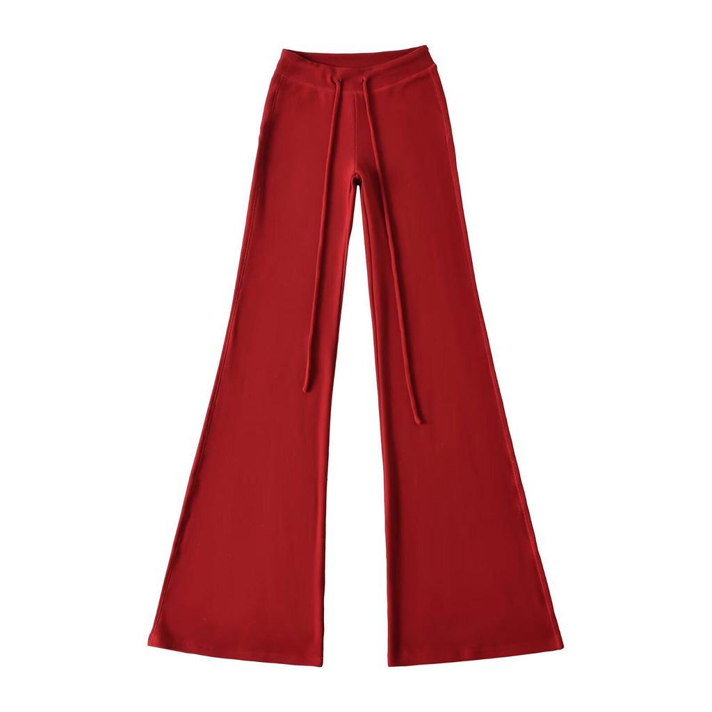 Trendy Women's Fleece Yoga Sweatpants with Drawstring Waist and Micro-flare Design