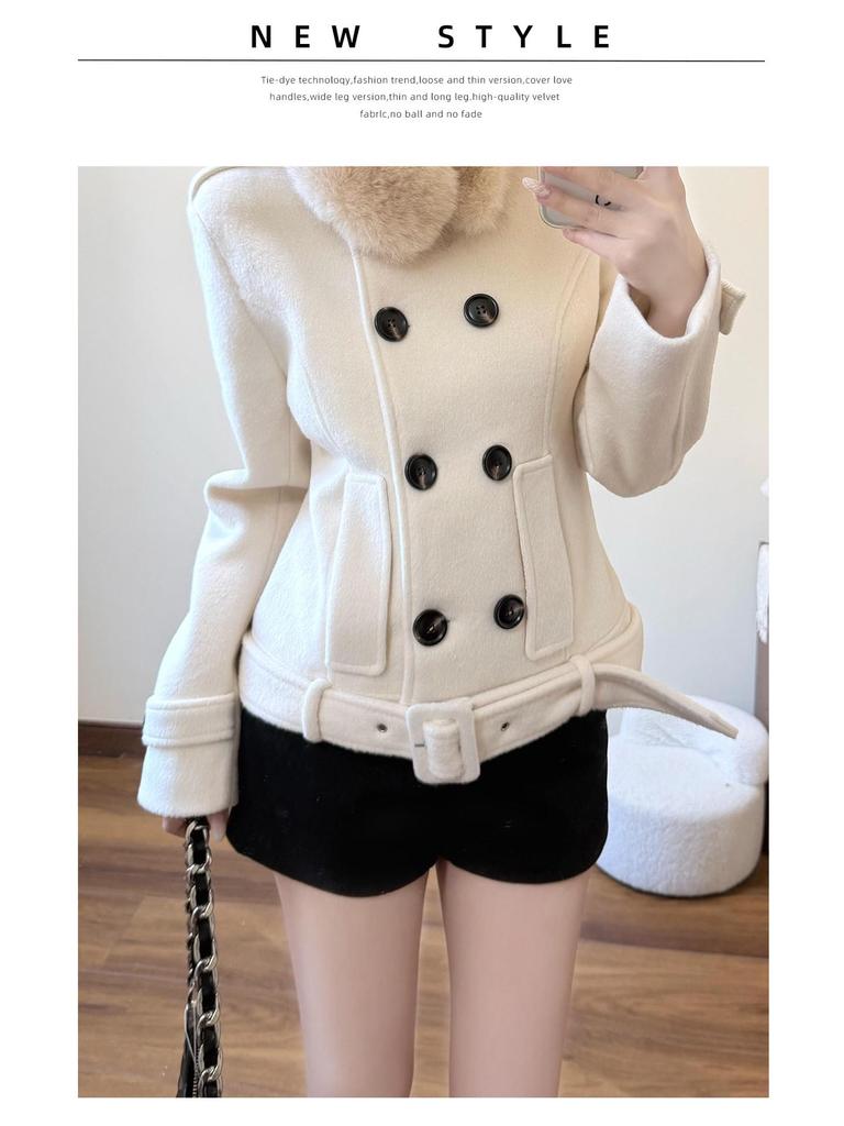 Spring 2026 Women's Black High-Waisted Woolen A-Line Slimming Shorts