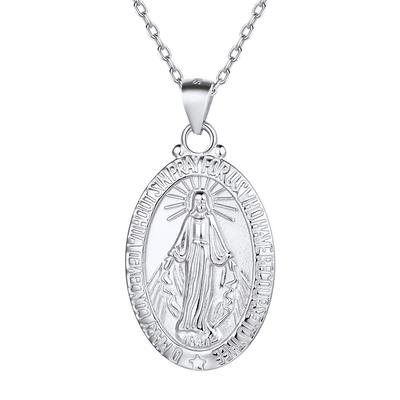 [ChicSilver] Virgin Mary Necklace, Women's, Sterling Silver 925, Miraculous Medal Pendant, Men's, Cross, Amulet, Accessory