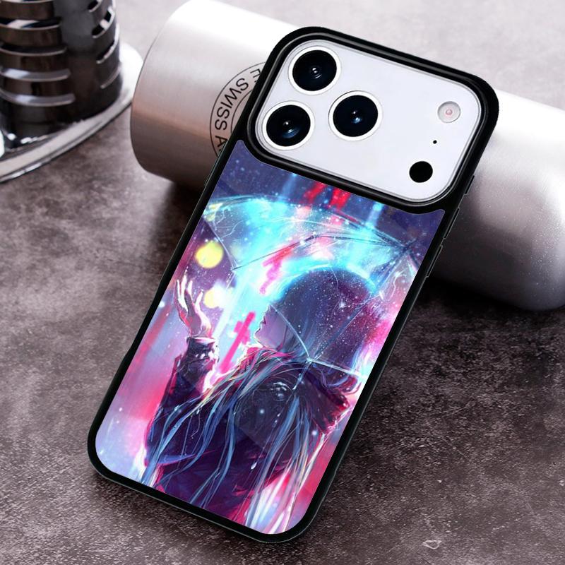 Neon Oni Girl Anime Phone Case for iPhone 17 16 15 Pro Max Air 14 13 12 11 Plus Shockproof Capa Cover