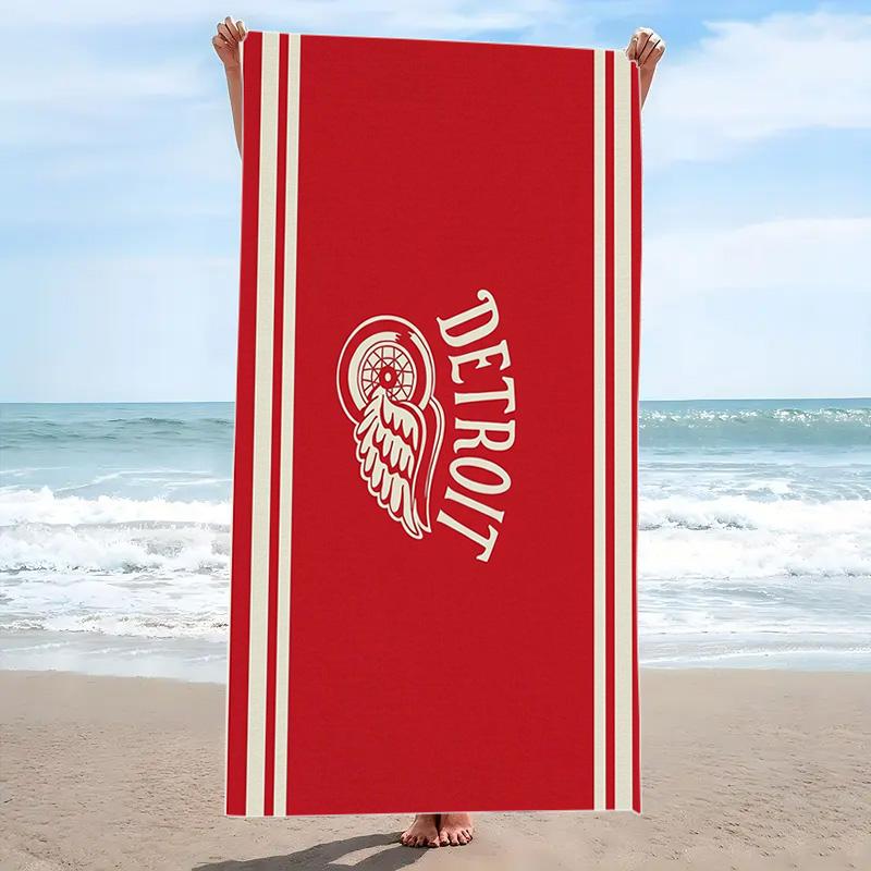 Detroit Red Wings Print Beach Towel, Large Soft Quick Dry Towel for Beach Camping Swimming