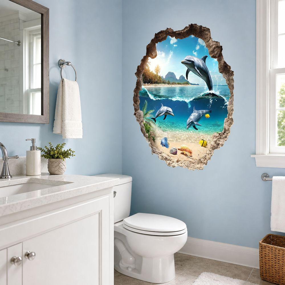 Waterproof Ocean Wall Sticker PVC Wall Decal New Home Decor Stickers Bathroom Decor