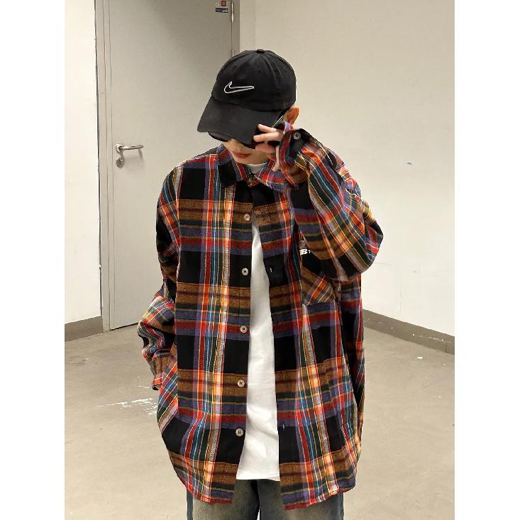 2024 Letter Long Sleeve Shirt Japanese Hong Kong Style Ins Loose Shirt Boys Summer Trendy Versatile Casual Coat