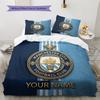 Custom Name Manchester City Pattern Bedding Quilt Set  Home Decoration  Gift (1 * duvet cover + 2 * pillowcase  without core)