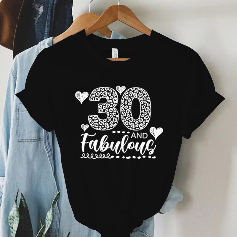 30th Birthday Shirt for Unisex Vintage Heart 30 and Fabulous Leopard Print Summer Tshirt 30th Birthday Gift for Unisex Tshirts