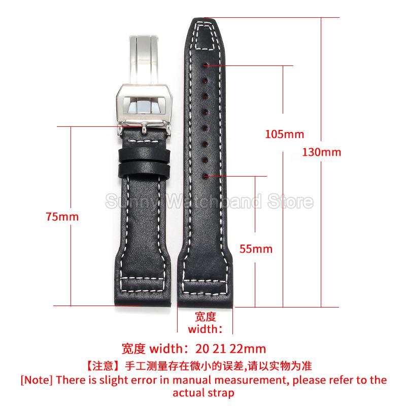 Coffee Black 20 21 22mm for IWC Portofino Le Petit Prince Portugieser Cowhide Watch Band Special Interface Needle Buckle Durable