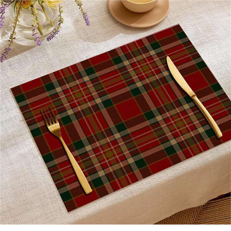 Jolly Christmas Linen Placemats - Stain-Proof, Heat-Resistant Holiday Table Decor