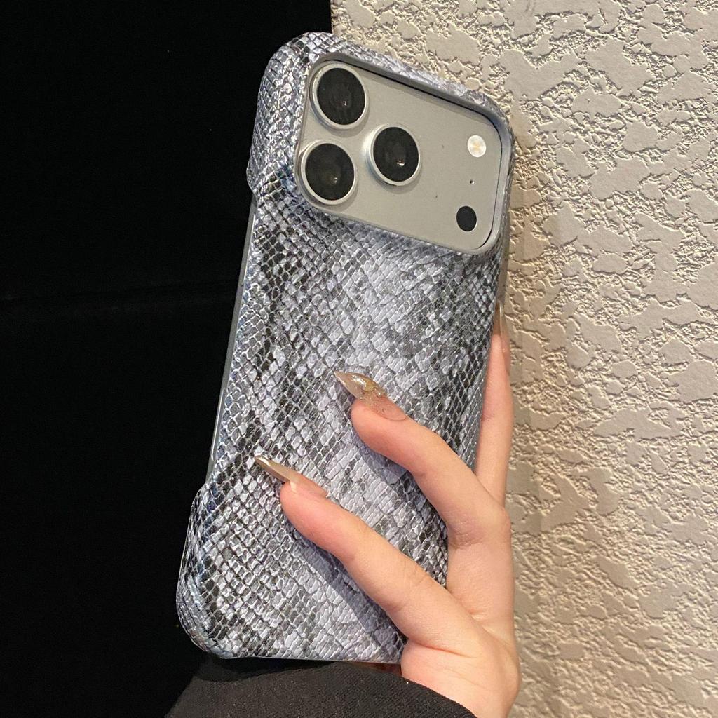 Color-Block Snake Print Phone Case: Compatible with iPhone 11, 12, 13, 14, 15, 16 Pro Max, 17; Half-Wrapped Design.