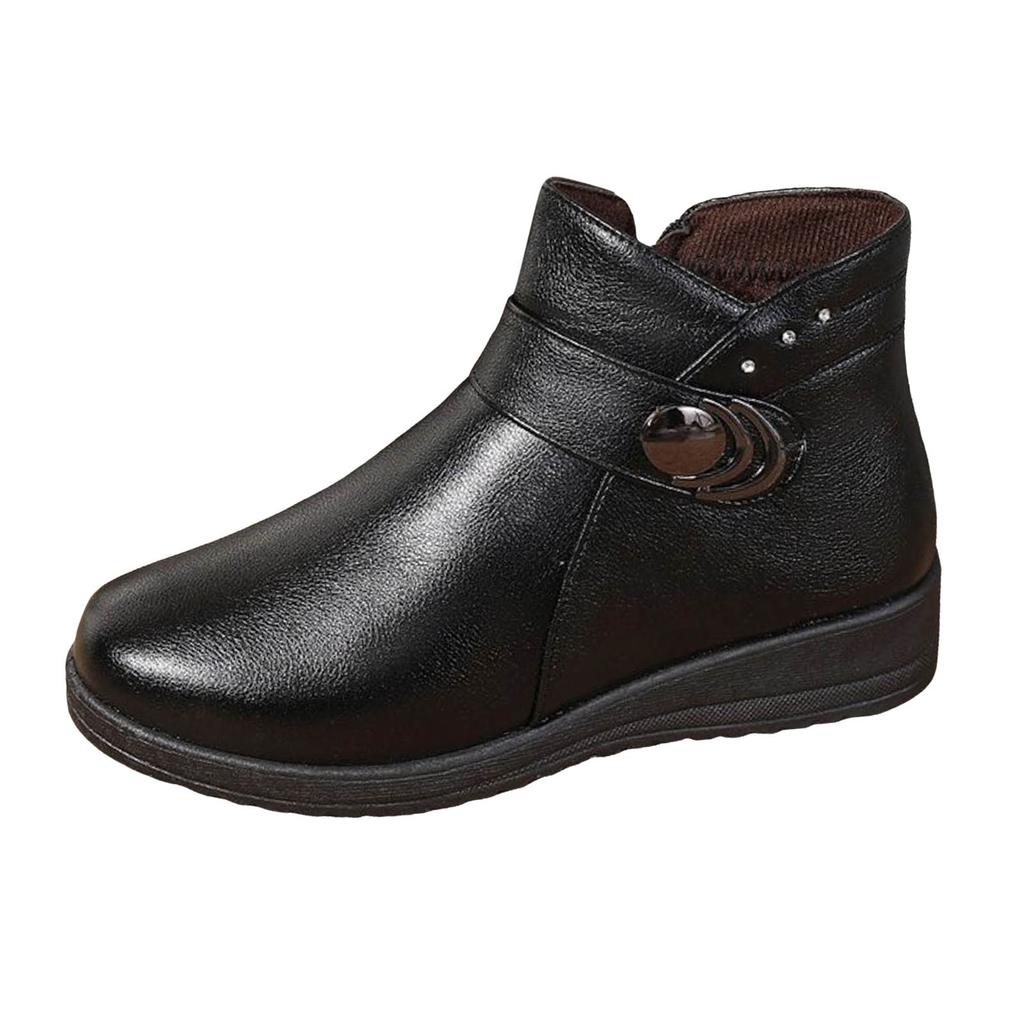 Women'S Warm Boots Winter New Comfortable And Fashionable Round Toe Ankle Boots Wide Boots For Women Botas Invierno Mujer