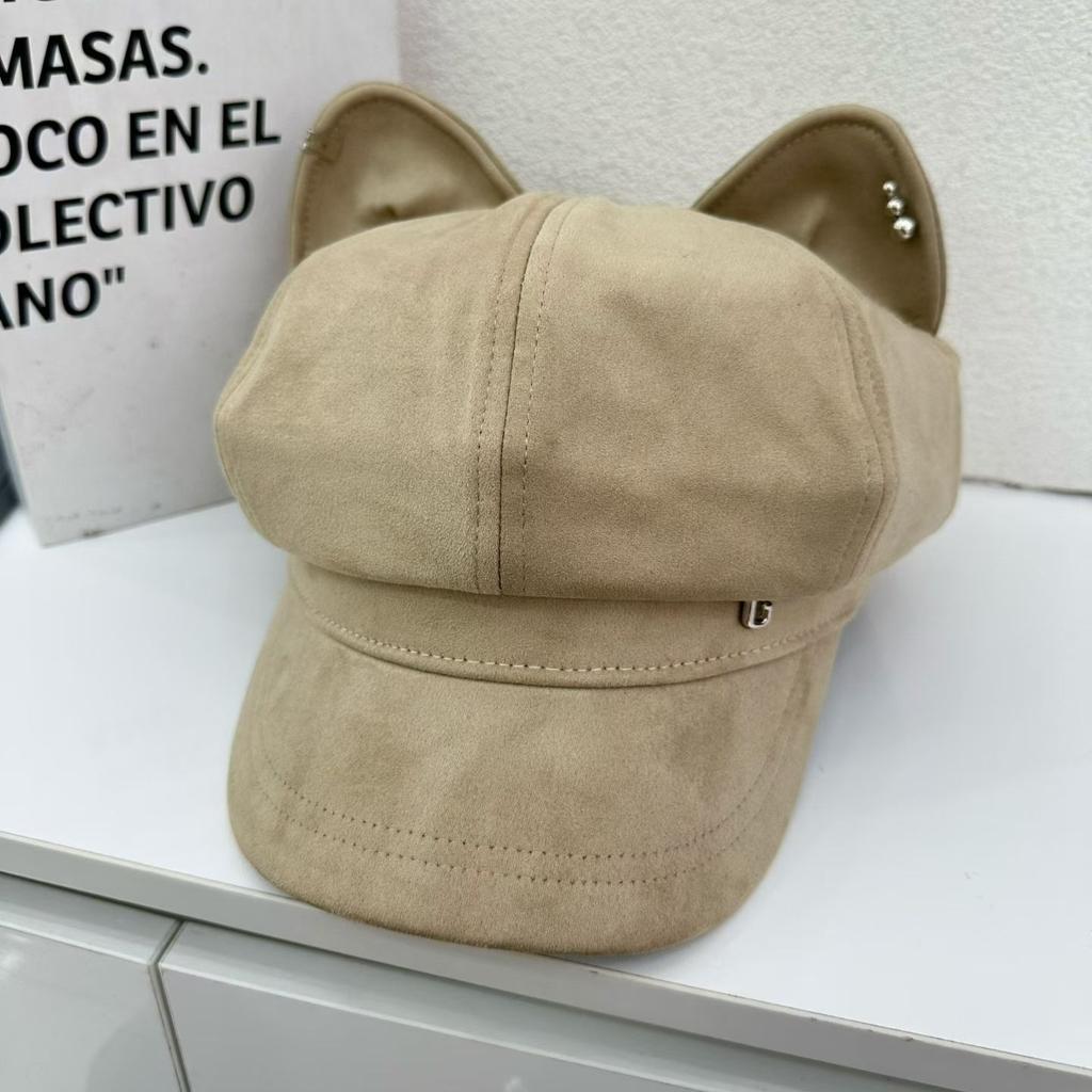 Cute cartoon ears octagonal hat children autumn fashion show face little painter hat sweet versatile newsboy hat