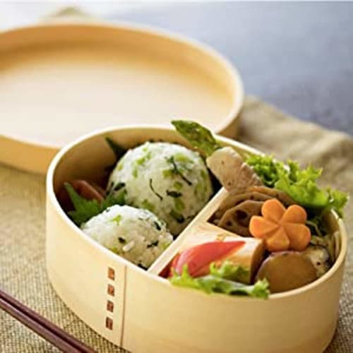 Nagao Magewappa Bento Box, Oval, 1 Tier, Natural, with Divider, FH01W