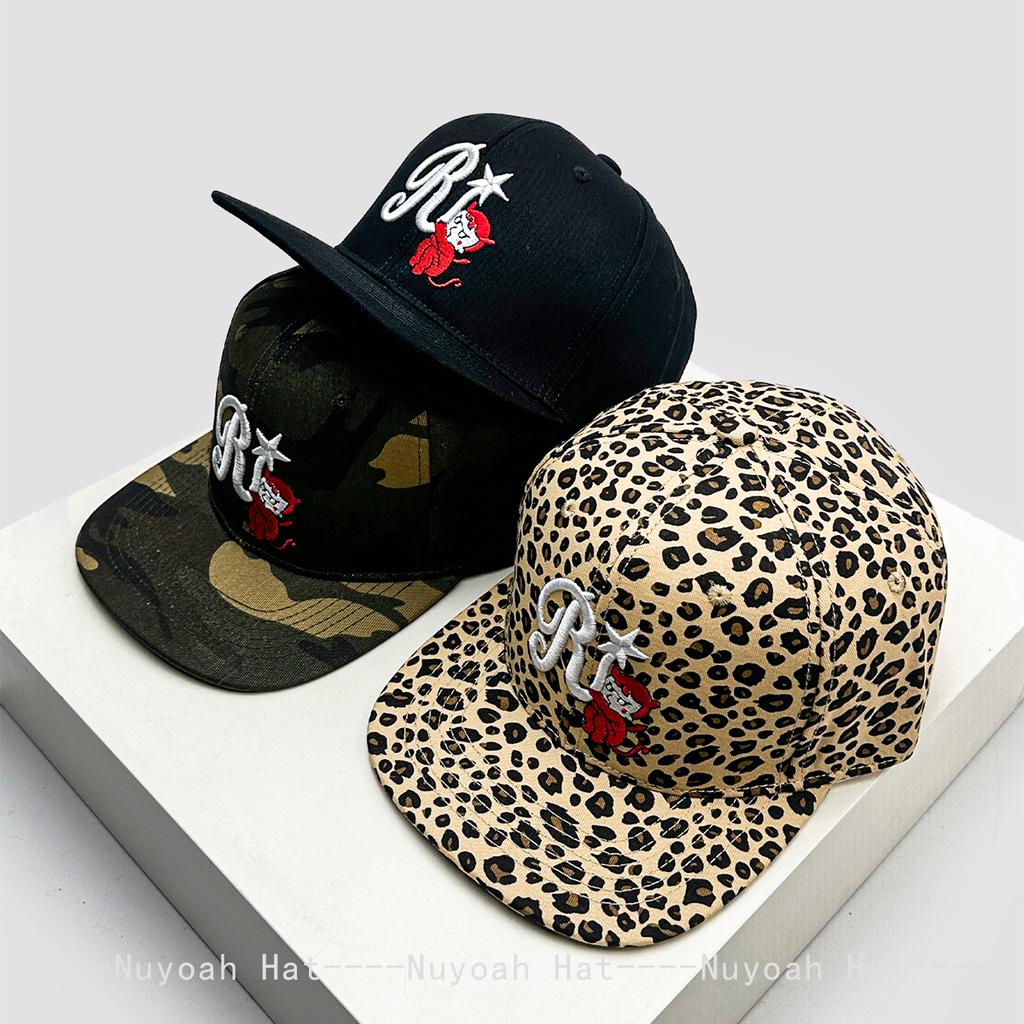 New Men Women Korean Niche Embroidered R Letter Devil Baseball Hats Sunshade Flat Eave Versatile Hardtop Peaked Caps Ins Fashion