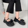 Little fairy Mary Jane shoe girl spring 2025 new bow shallow mouth muffin thick sole non-slip small leather shoes tide