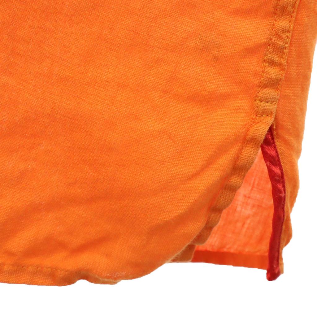 Etro Herrenhemd aus Leinen mit kurzen Ärmeln XXL Orange Gebraucht Made in Italy