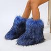 New Winter Faux Fur Boots Women Warm Fluffy Snow Boots Luxury Footwear Female Furry Fox Fur Bottes Fashion Winter Shoes