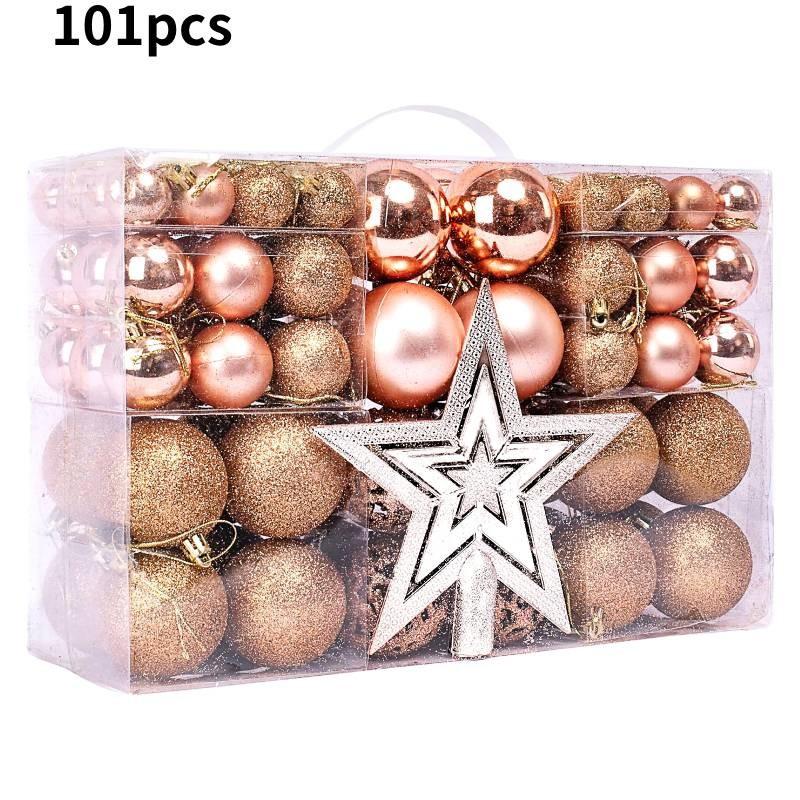 

Xmas Christmas Decoration Tree Plastic Balls Alphabet Card Durable Pendant 101pcs Rose Gold