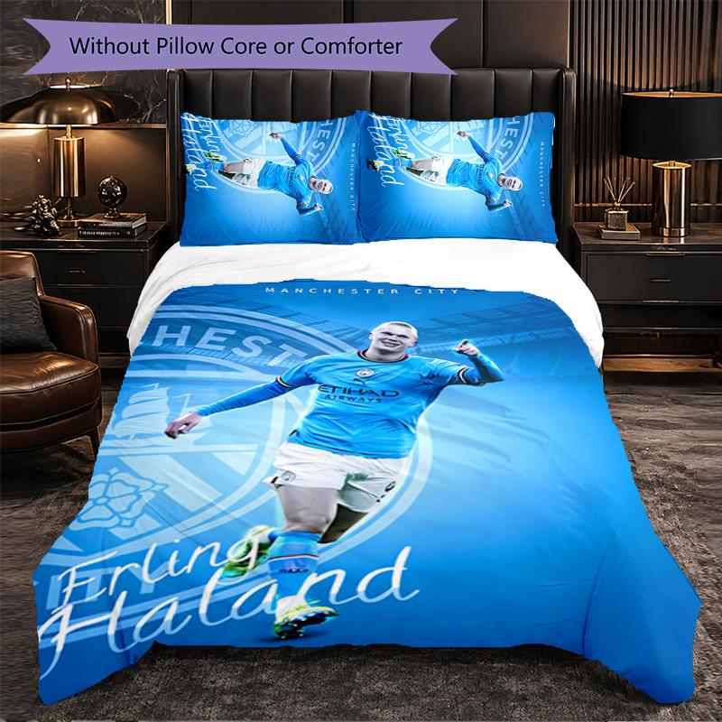 Biancheria da Letto a Tema Erling Haaland Set 3 Pezzi Copripiumino Biancheria da Letto Decorativa Per Stanza Adolescenti Decorazione Casa