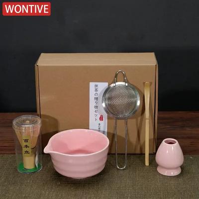 High-end 4-7pcs/set Japanese Ceramic Matcha Gift Box Matcha Tea Set With Whisk And Bowl Sumptuous Grinder Brush Tea Tools Hold