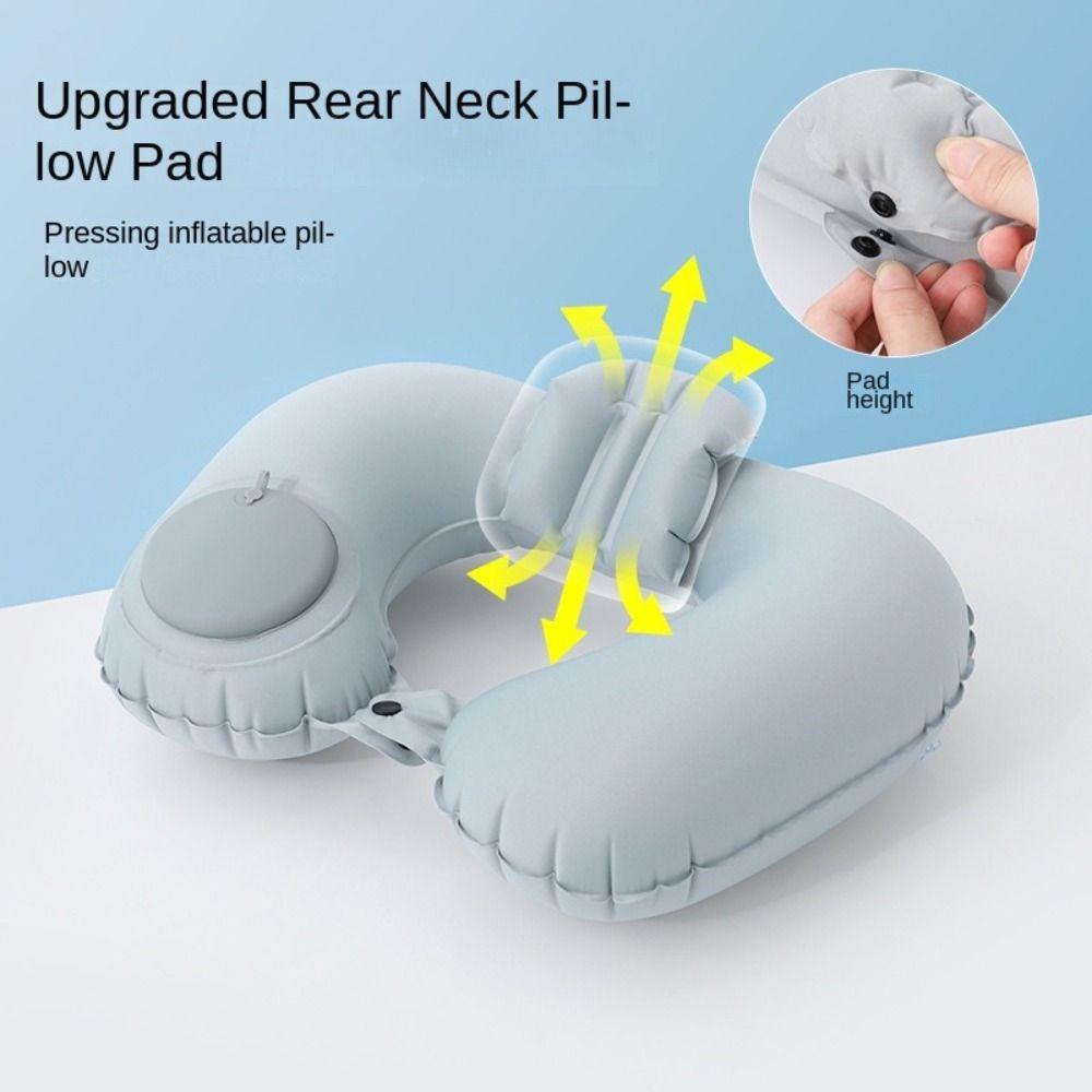 U-Shaped Press To Inflate Pillow Soft Neck Support Cushion Convenient Neckrest Pad  Tourist