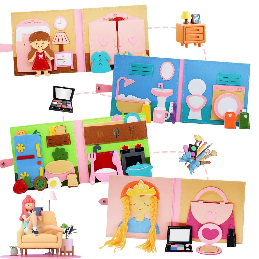 Life Skills Montessori Busy Book DIY Learning Toy Interactive Quiet Book  for Toddlers Kids