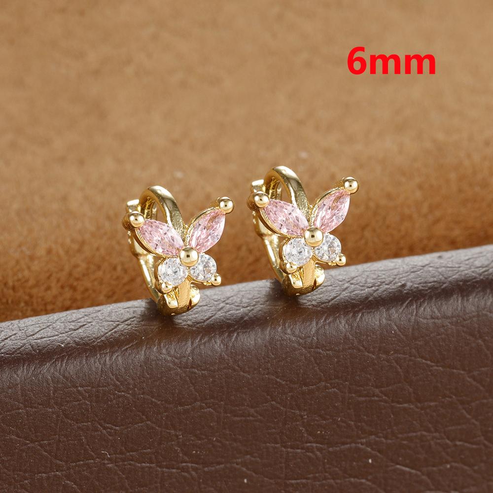 Stainless Steel Zircon Butterfly Minimal Hoop Earrings Small Gold Plated Huggie Earring Ear Buckle Cartilage Piercing Jewelry