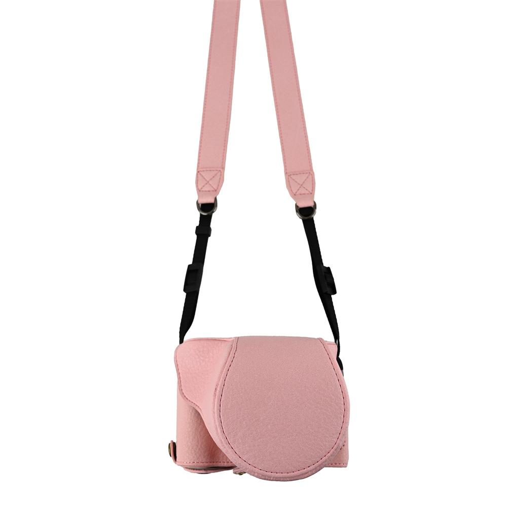 Litchi Pattern PU Leather Shoulder Bag For Canon EOS R50V 14-30mm Lens Camera Case Battery Opening Full Body Cover
