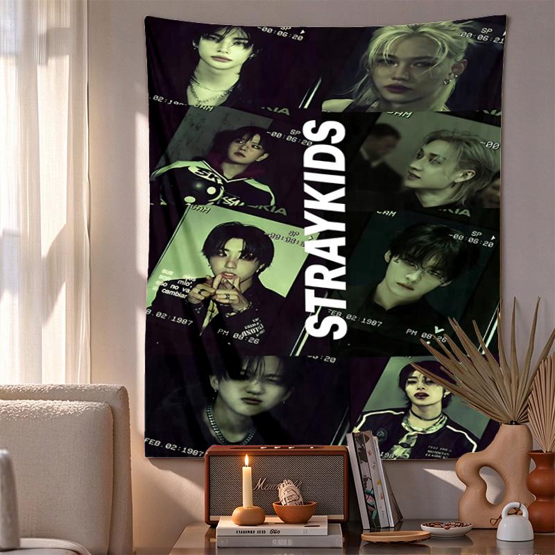 Stray Kids Pattern Tapestry Wall Hanging Boho Aesthetic Wall Blanket For Bedroom Living Room Dorm Home Wall Decor 1015291