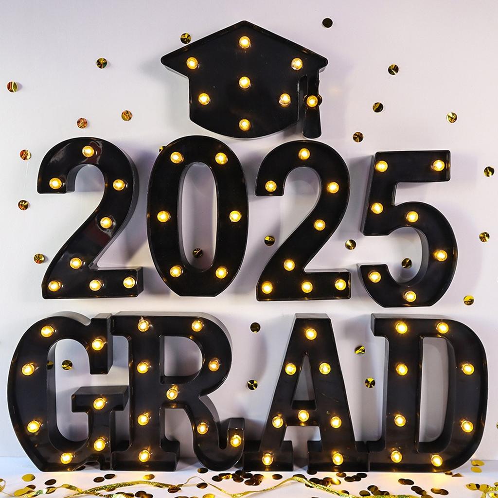 Graduation Season Party Decorations, Graduate GRAD Letter Lights, Bachelor Hats To Celebrate Graduation Party Decoration Lights