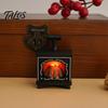 Mini Model House Furnishings Retro Simulated Fireplace Night Light, LED Flickering Flame Lamp, Cozy Atmosphere Miniature Scenes Accessories Lights for